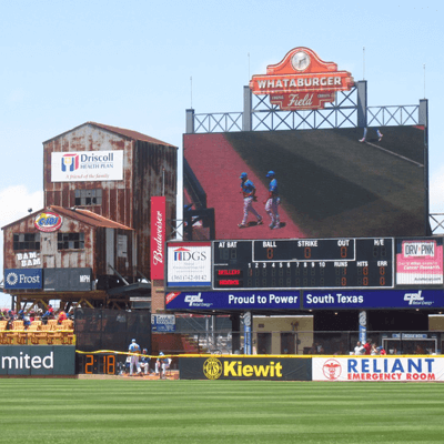 Side view of Whataburger Field, the home field of the Corpus Christi Hooks baseball team.